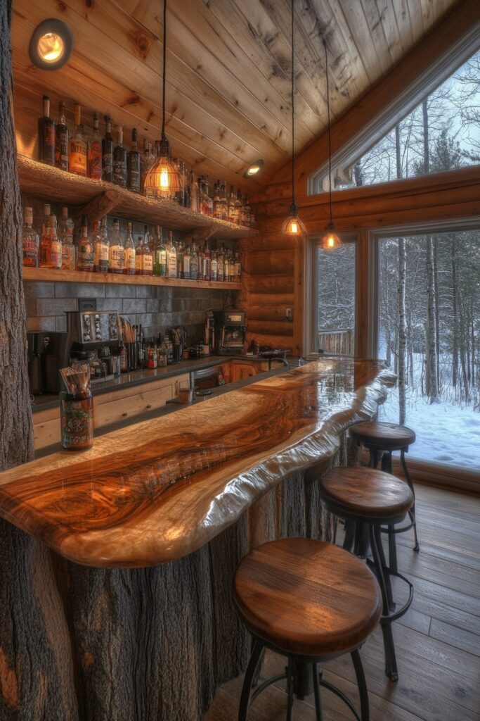 29 Small Cabin Decor Ideas for a Rustic and Inviting Retreat 28 Casual Cabin Breakfast Bar