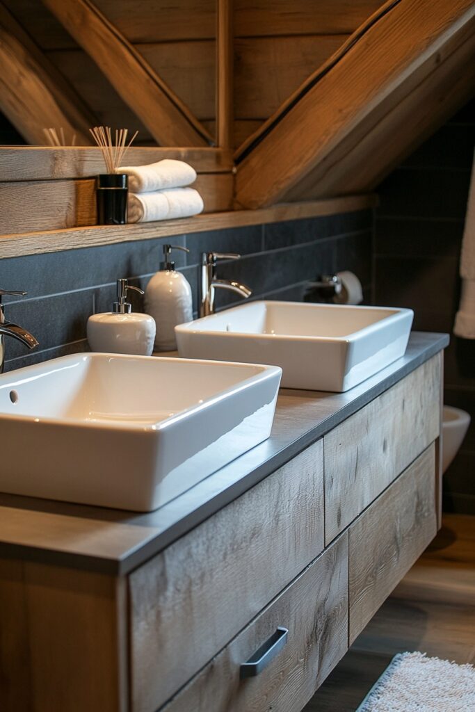 29 Small Cabin Bathroom Ideas for Rustic and Modern Vibes 7 Compact Dual Sinks