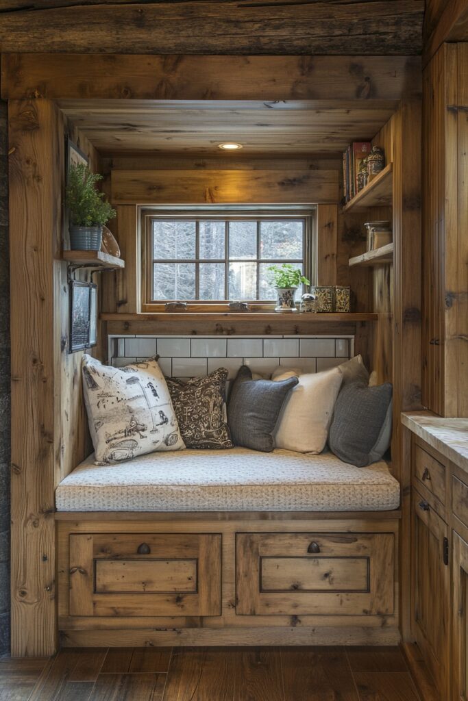 29 Small Cabin Kitchen Ideas Perfect for Cozy Living 24 Cozy Seating Nooks