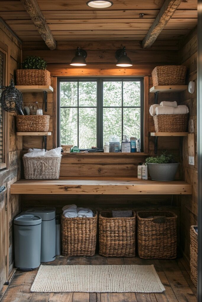 29 Small Cabin Aesthetic Ideas to Create a Warm and Inviting Atmosphere 14 Eco-Friendly Utility Space