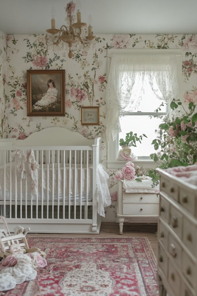 29 Nursery Room Vintage Ideas for a Timeless and Charming Space 3 Floral Vintage Retreat
