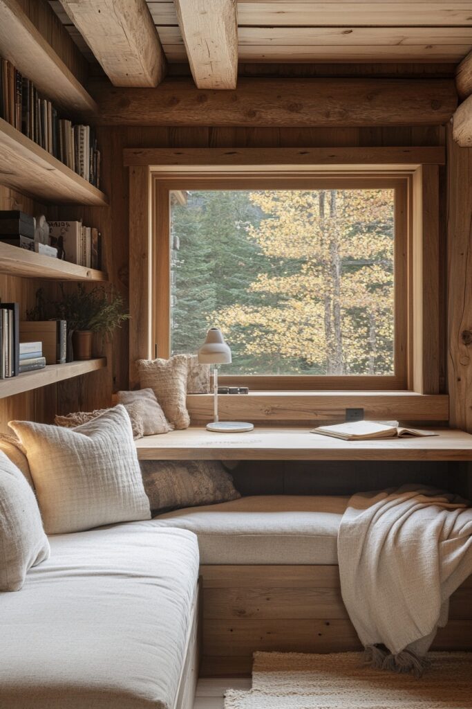29 Small Cabin Aesthetic Ideas to Create a Warm and Inviting Atmosphere 23 Functional Office Nook