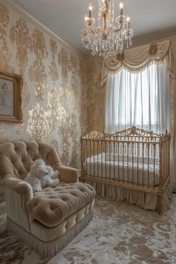 29 Nursery Room Vintage Ideas for a Timeless and Charming Space 17 Gilded Glam Baby Room