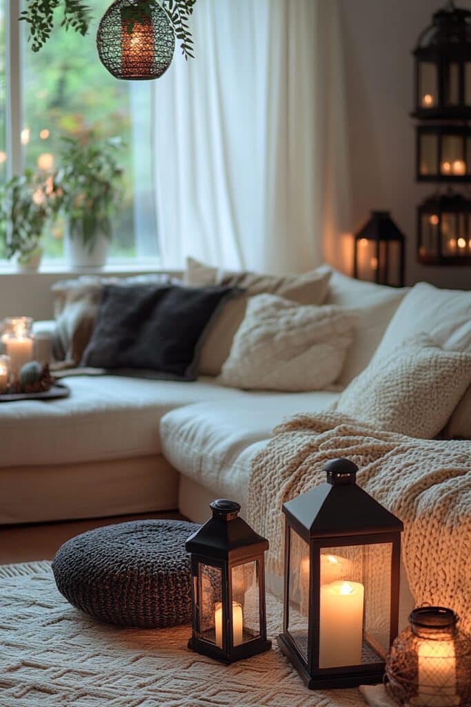 29 Cozy Christmas Decor Ideas for a Magical and Comfortable Christmas 28 Glowing Lantern Light