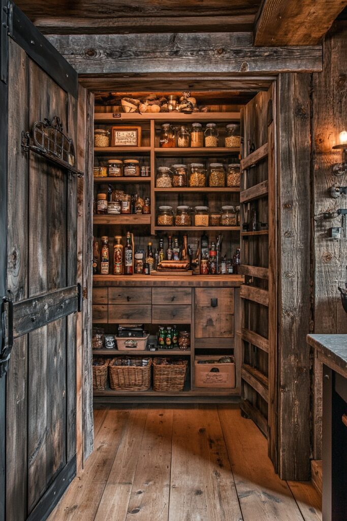 29 Small Cabin Aesthetic Ideas to Create a Warm and Inviting Atmosphere 11 Hidden Pantry Corner