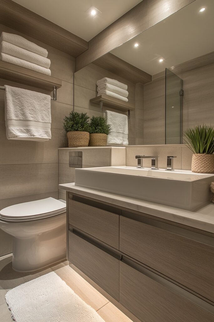 29 Small Cabin Bathroom Ideas for Rustic and Modern Vibes 27 Integrated Lighting