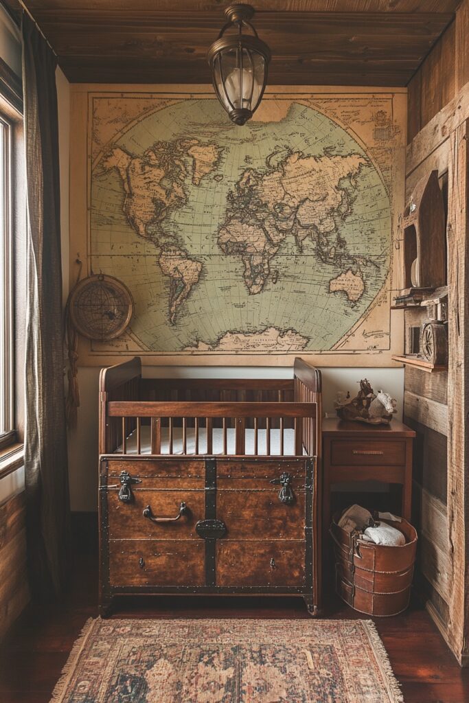 29 Nursery Room Vintage Ideas for a Timeless and Charming Space 24 Map Explorer Baby Room
