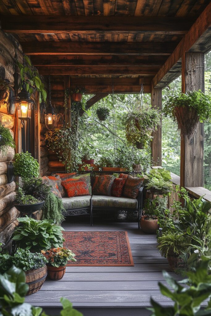 29 Small Cabin Aesthetic Ideas to Create a Warm and Inviting Atmosphere 24 Nature-Inspired Porch