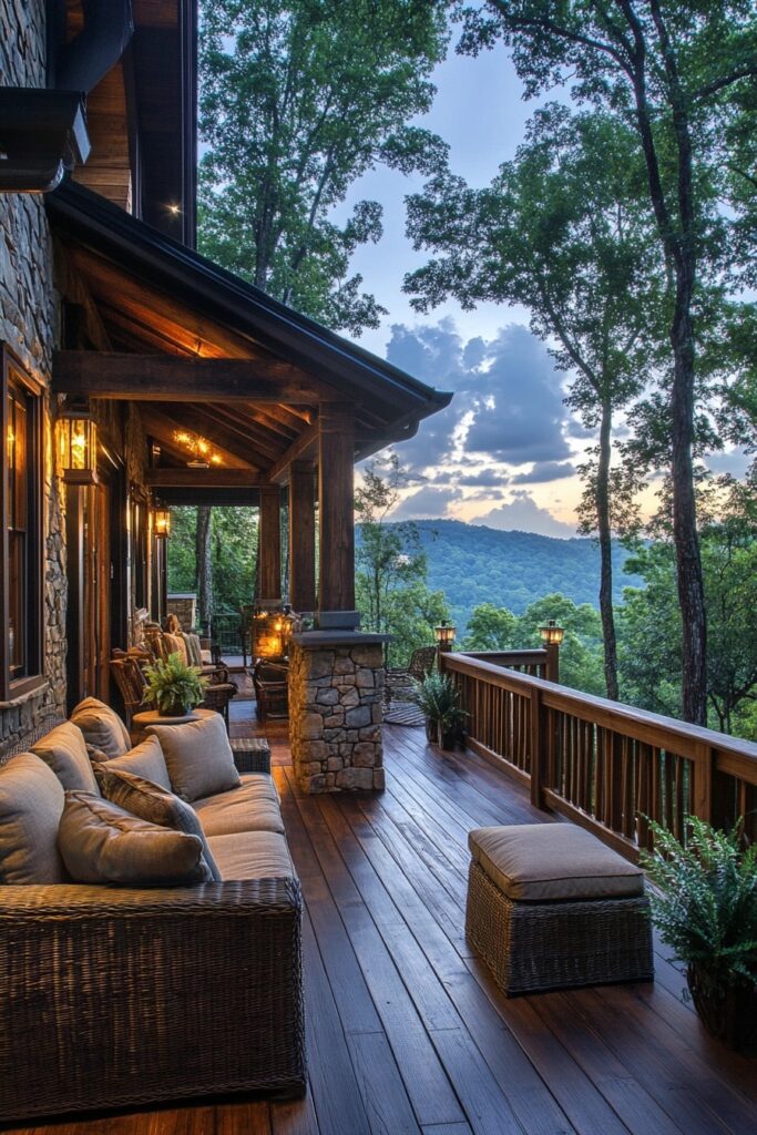 29 Small Cabin Exterior Ideas for a Perfect Rustic Retreat 21 Porch-Wrapped Cabin
