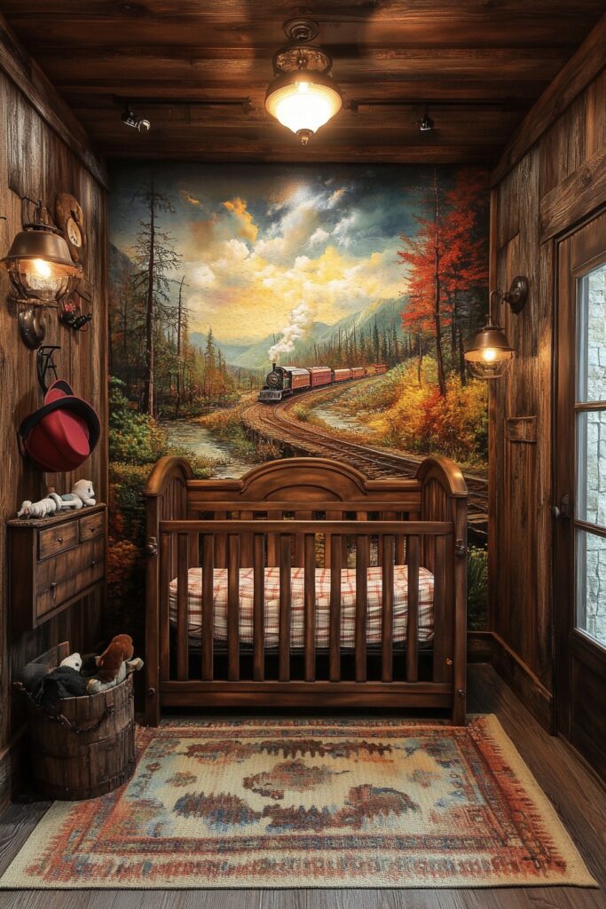 29 Nursery Room Vintage Ideas for a Timeless and Charming Space 20 Railroad-Themed Baby Room