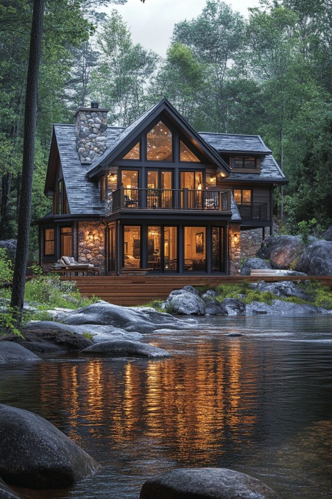 29 Small Cabin Exterior Ideas for a Perfect Rustic Retreat 9 Riverfront Serenity Cabin