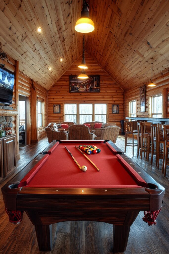 29 Small Cabin Aesthetic Ideas to Create a Warm and Inviting Atmosphere 19 Rustic Game Room