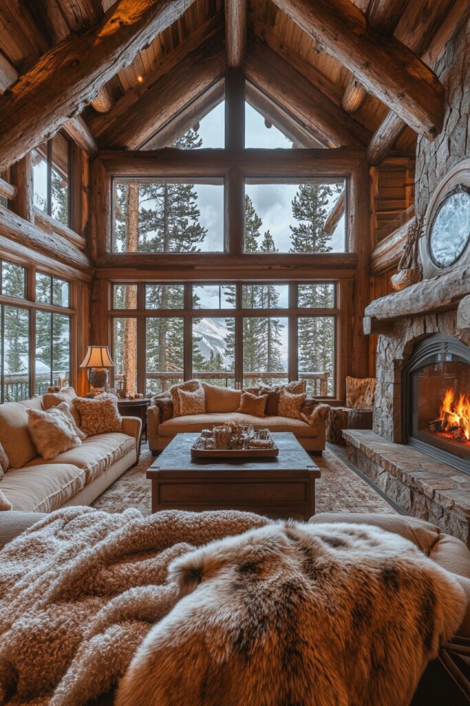 29 Small Cabin Aesthetic Ideas to Create a Warm and Inviting Atmosphere 1 Rustic Lounge Retreat