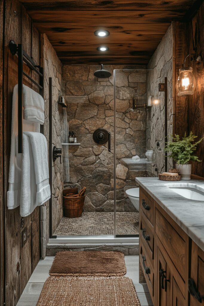 29 Small Cabin Decor Ideas for a Rustic and Inviting Retreat 5 Space-Saving Cabin Bathroom
