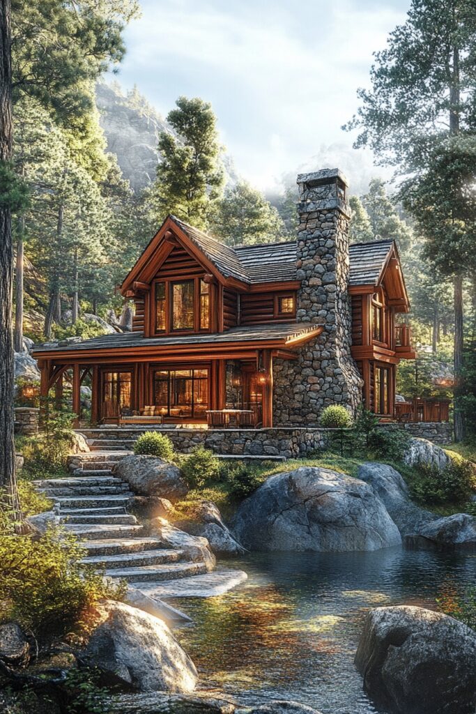 29 Small Cabin Exterior Ideas for a Perfect Rustic Retreat 18 Stone-Accented Cabin