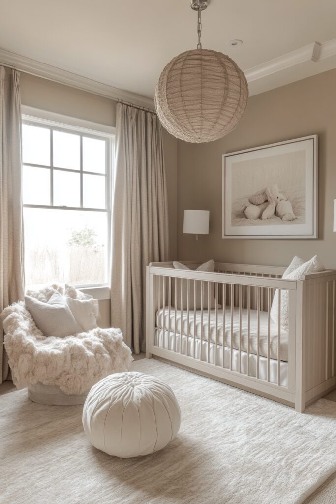 29 Neutral Nursery Ideas Perfect for Any Gender 22 Taupe Comfort Nursery