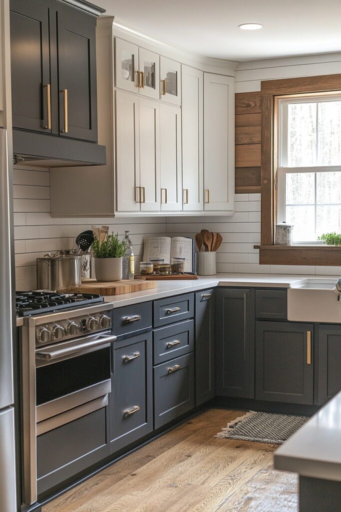 29 Small Cabin Kitchen Ideas Perfect for Cozy Living 21 Two-Tone Cabinet Style