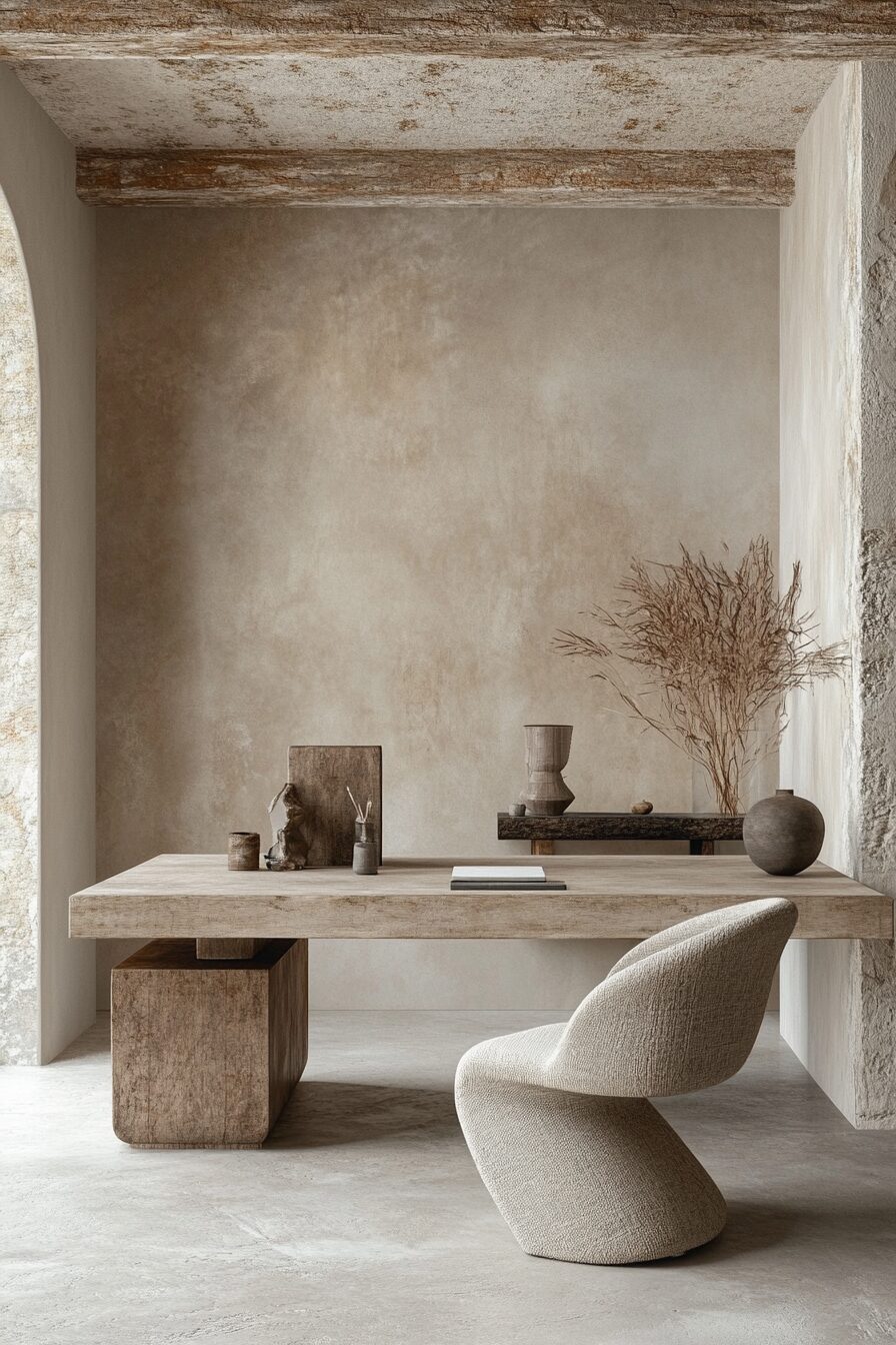 29 Wabi Sabi Office Ideas for a Timeless and Thoughtful Workspace Design 1 wabi sabi office