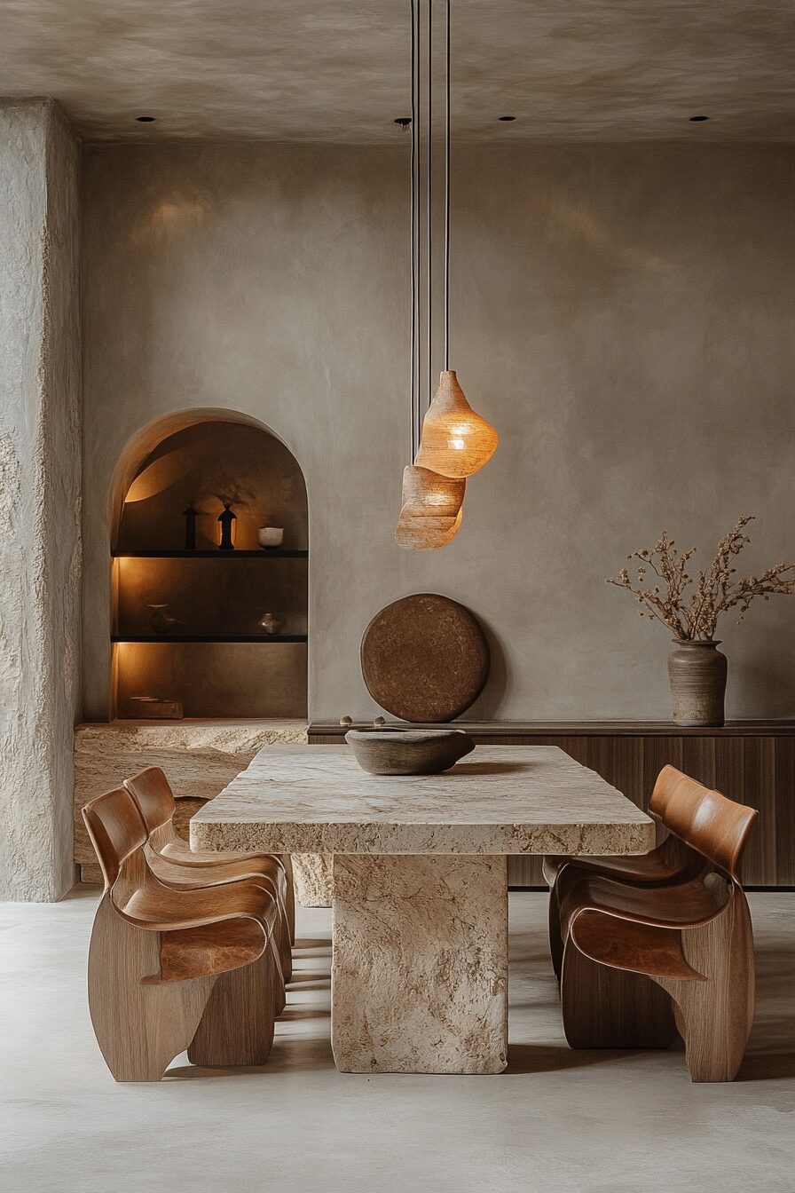 29 Wabi Sabi Dining Room Ideas to Incorporate Organic Materials and Soft Tones 10 wabi sabi dining room