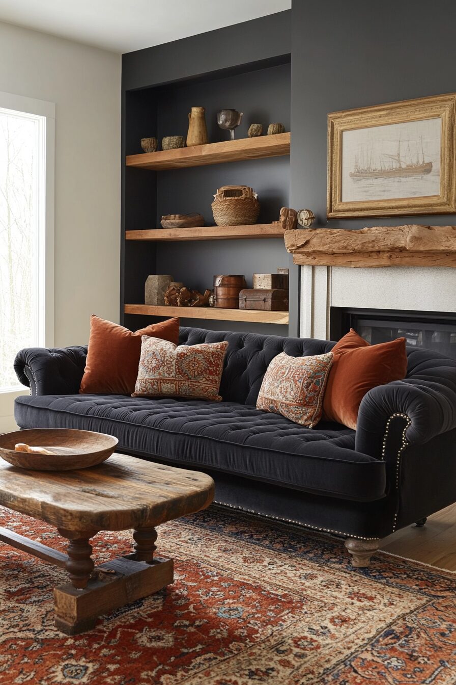 29 Black Couch Living Room Ideas for Adding Depth and Character to Your Space 10 Black couch living room