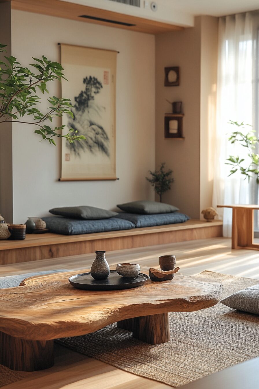 29 Wabi Sabi Japandi Living Room Ideas to Combine Natural Materials and Clean Lines 12 wabi sabi japandi living room