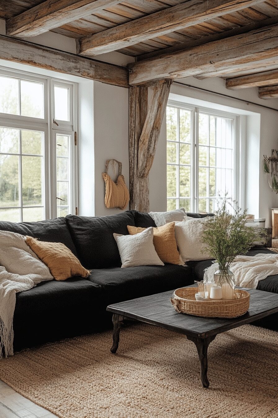 29 Black Couch Living Room Ideas for Adding Depth and Character to Your Space 12 Black couch living room