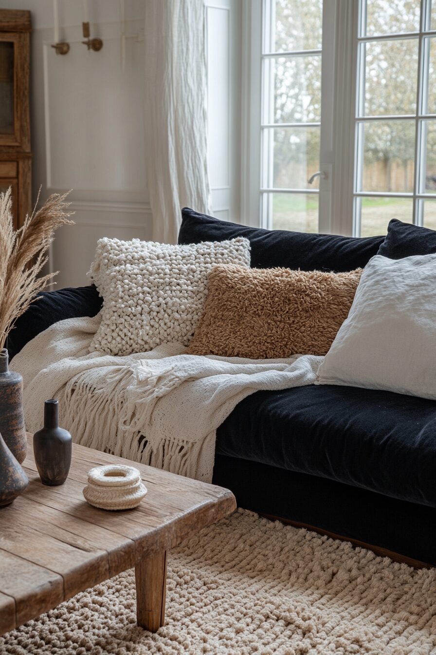 29 Black Couch Living Room Ideas for Adding Depth and Character to Your Space 13 Black couch living room