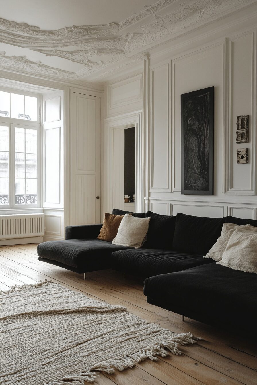 29 Black Couch Living Room Ideas for Adding Depth and Character to Your Space 14 Black couch living room