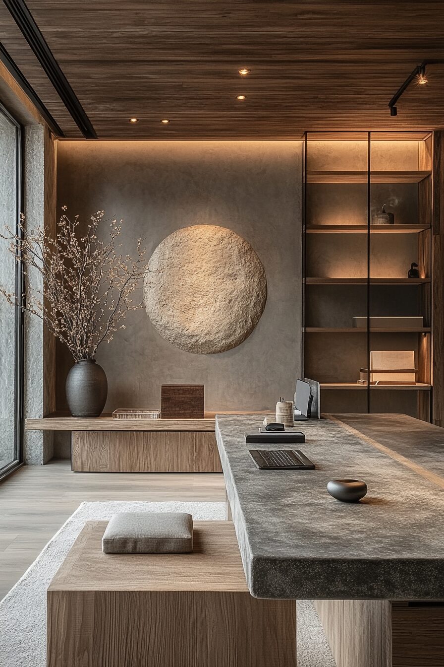 29 Wabi Sabi Office Ideas for a Timeless and Thoughtful Workspace Design 18 wabi sabi office