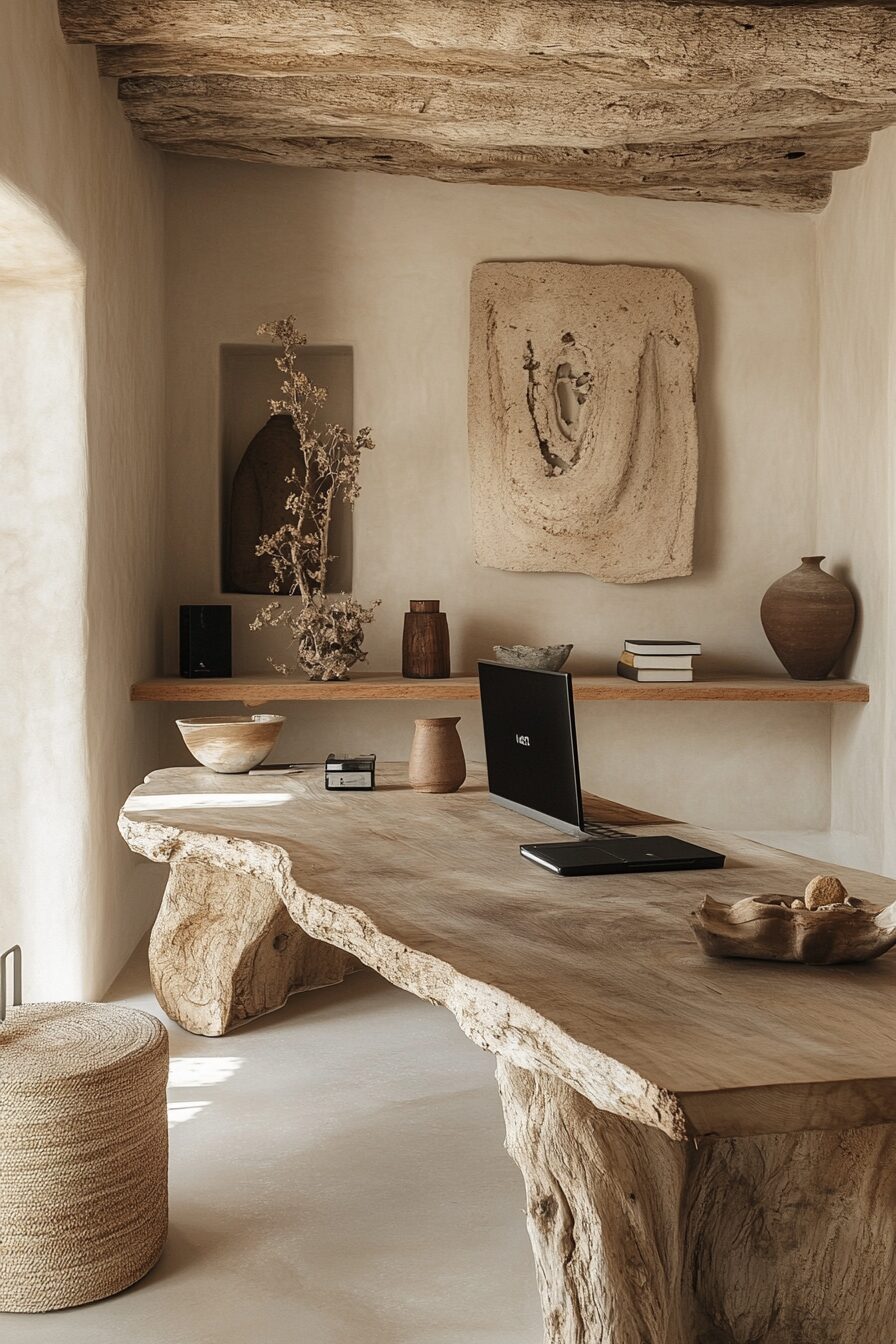 29 Wabi Sabi Office Ideas for a Timeless and Thoughtful Workspace Design 2 wabi sabi office