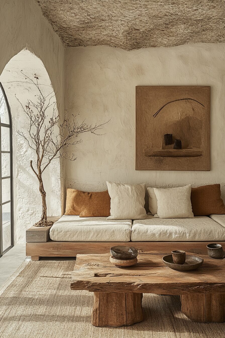 29 Wabi Sabi Japandi Living Room Ideas to Combine Natural Materials and Clean Lines 21 wabi sabi japandi living room