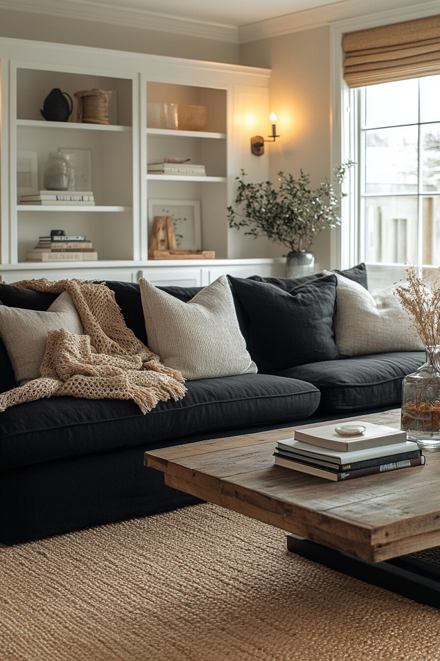 29 Black Couch Living Room Ideas for Adding Depth and Character to Your Space 22 Black couch living room