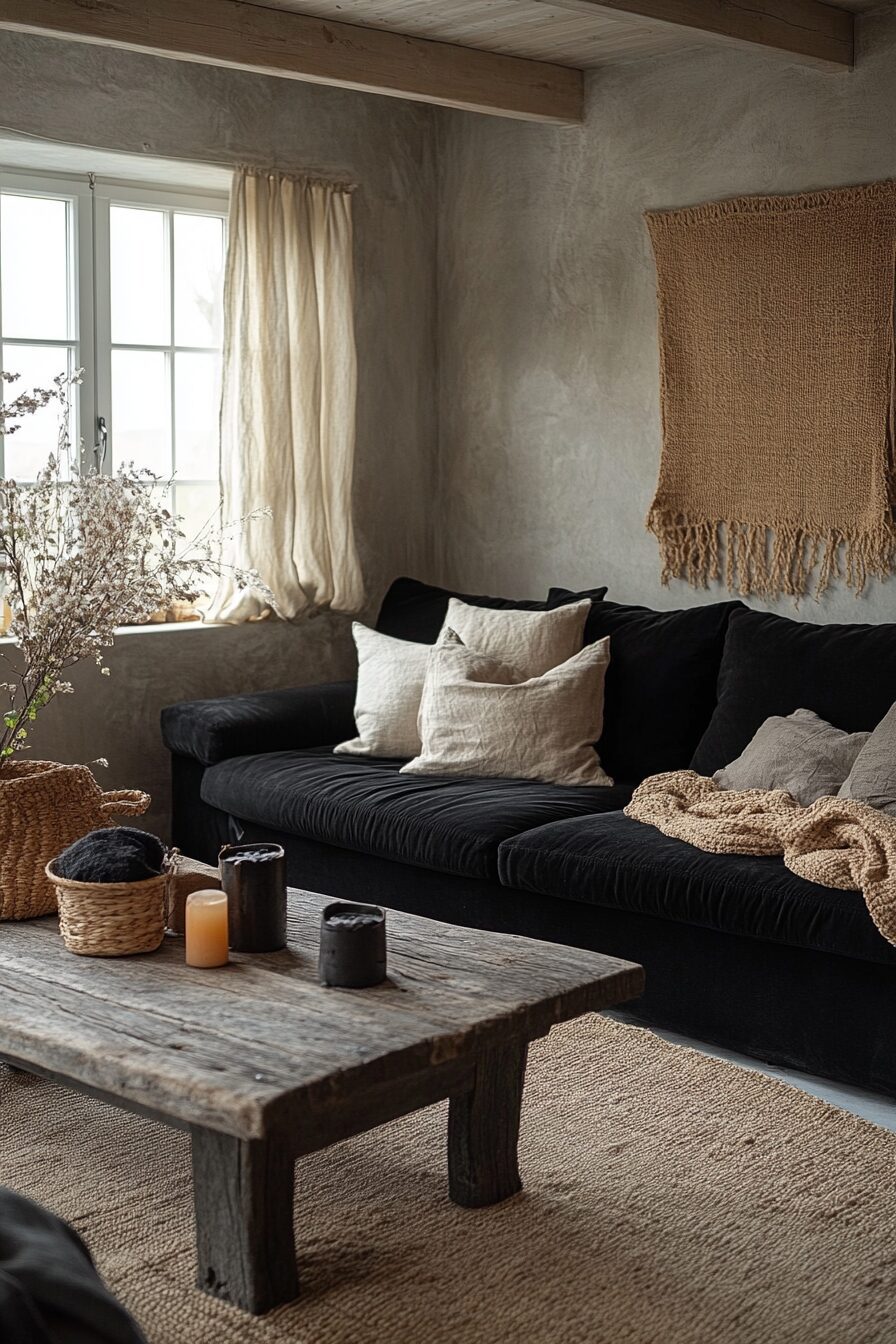 29 Black Couch Living Room Ideas for Adding Depth and Character to Your Space 25 Black couch living room