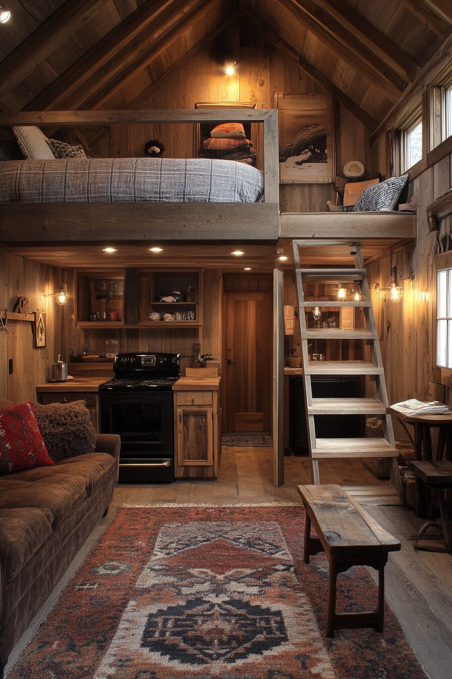 29 Small Cabin Interior with Loft Ideas for the Ultimate Cozy Escape 3 small cabin interior with loft