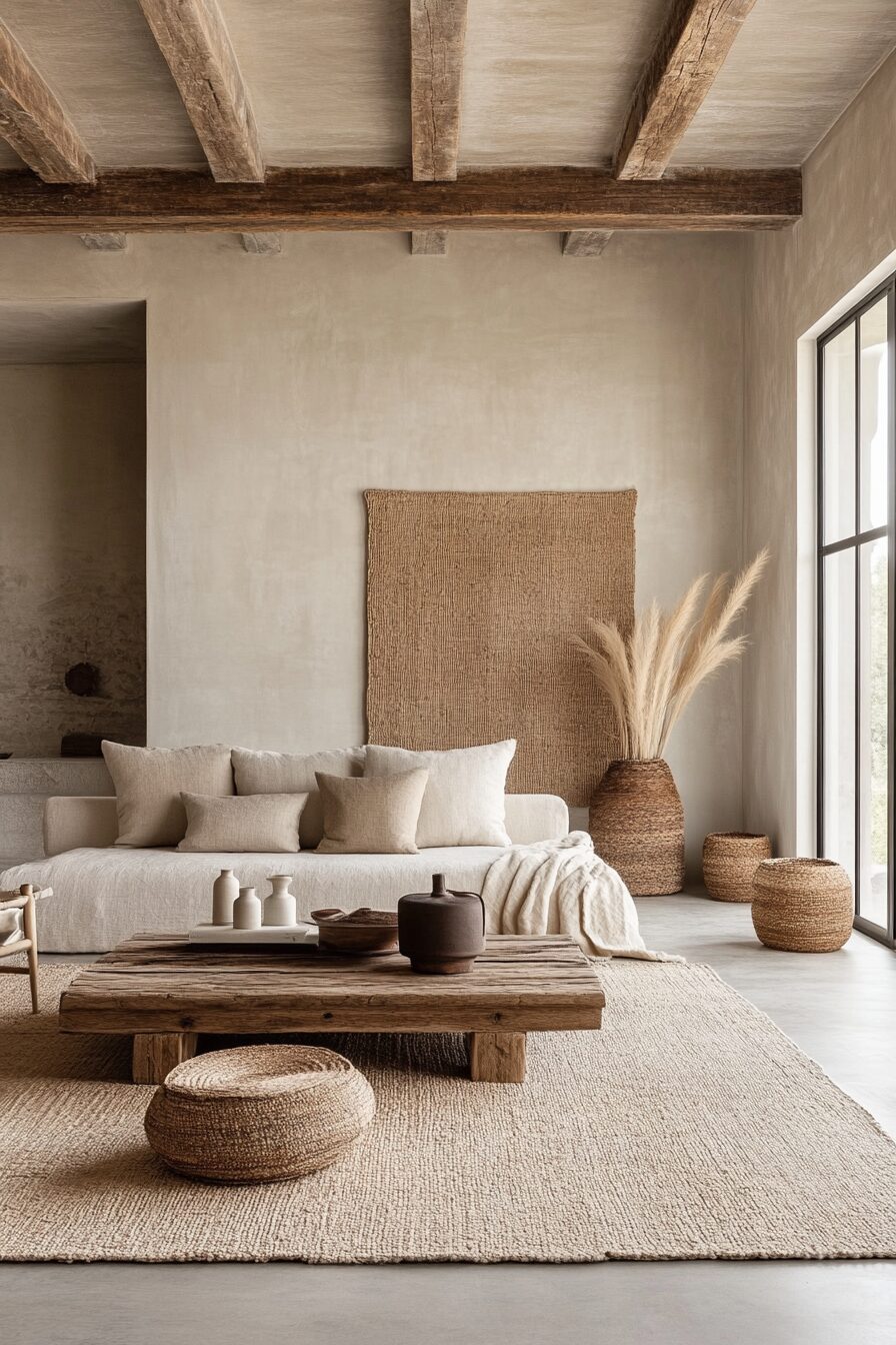 29 Wabi Sabi Japandi Living Room Ideas to Combine Natural Materials and Clean Lines 3 wabi sabi japandi living room