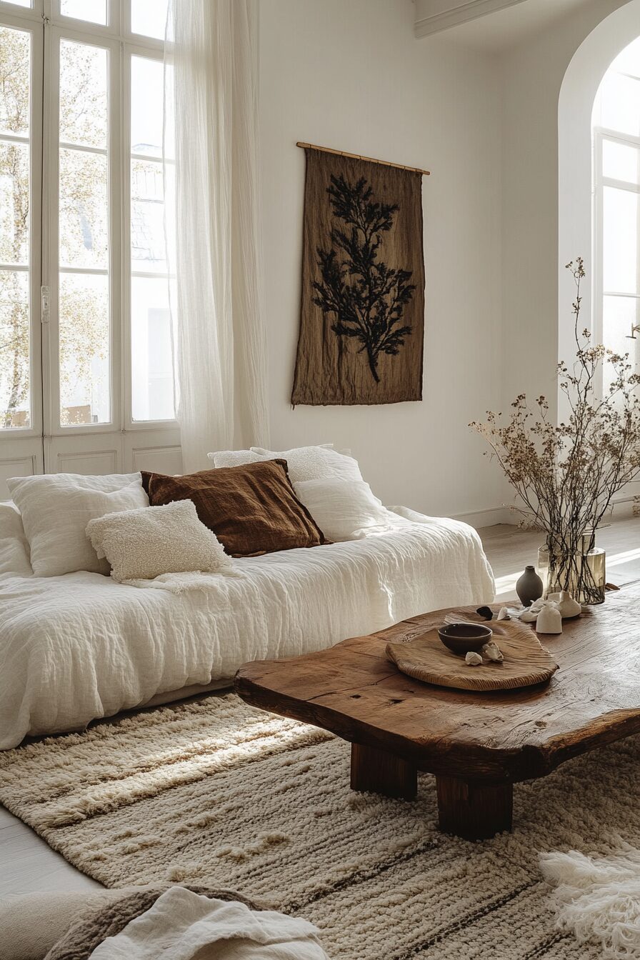 29 Wabi Sabi Japandi Living Room Ideas to Combine Natural Materials and Clean Lines 5 wabi sabi japandi living room