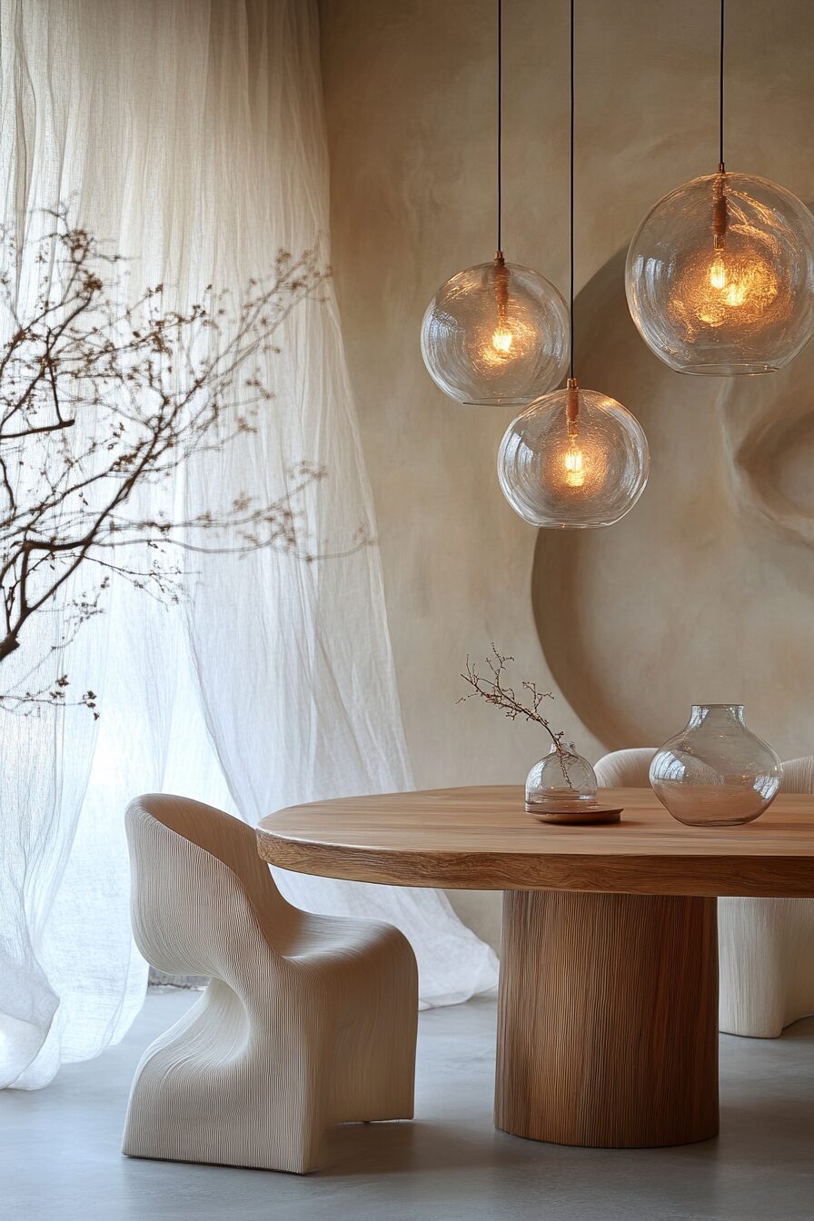 29 Wabi Sabi Dining Room Ideas to Incorporate Organic Materials and Soft Tones 6 wabi sabi dining room