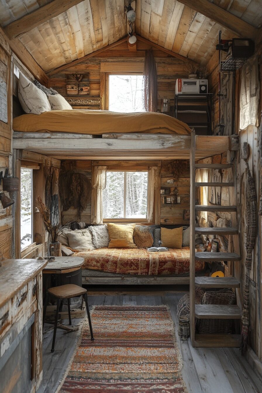 29 Small Cabin Interior with Loft Ideas for the Ultimate Cozy Escape 7 small cabin interior with loft