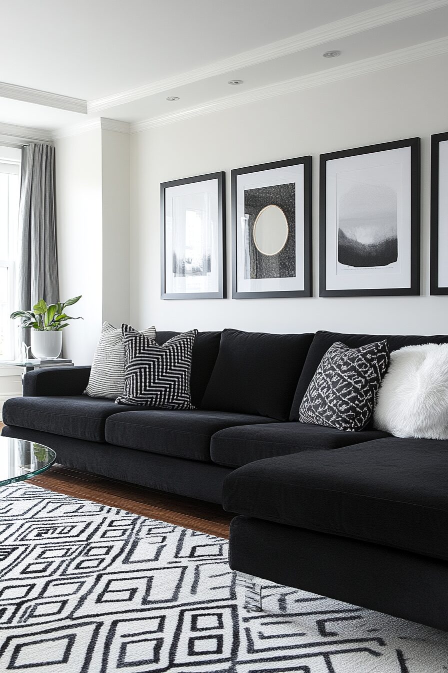29 Black Couch Living Room Ideas for Adding Depth and Character to Your Space 8 Black couch living room