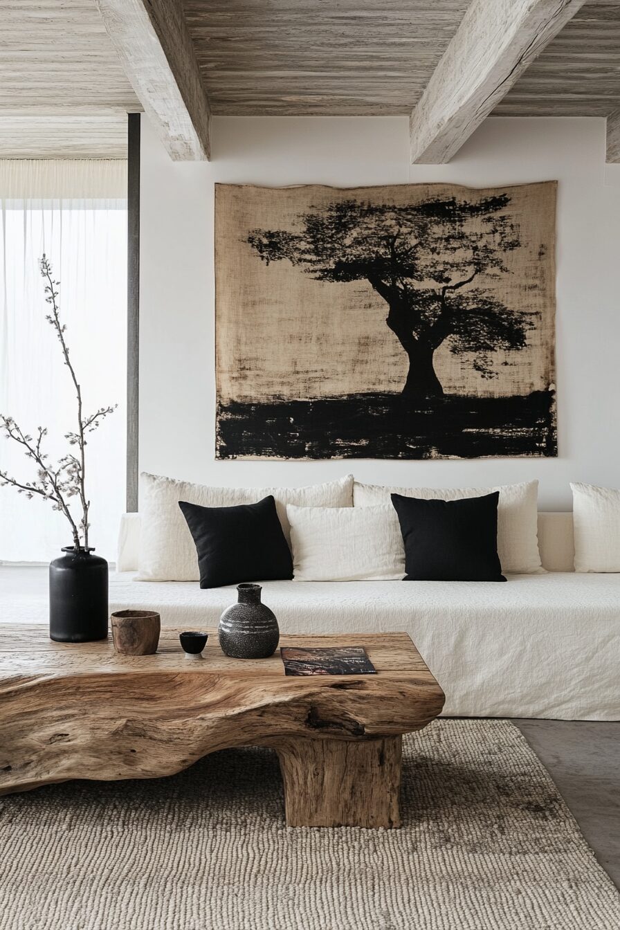 29 Wabi Sabi Japandi Living Room Ideas to Combine Natural Materials and Clean Lines 9 wabi sabi japandi living room