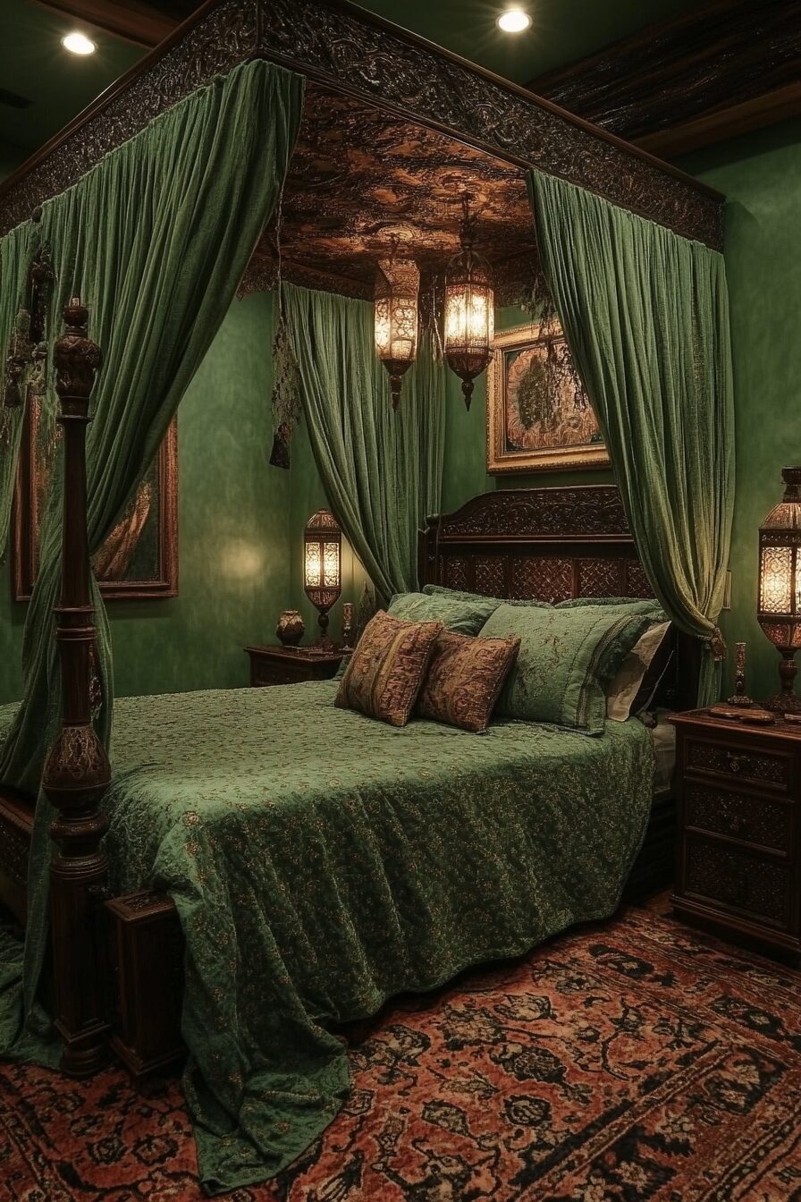 29 Green Fantasy Bedroom Ideas for a Cozy and Verdant Ambiance 9 green fantasy bedroom ideas