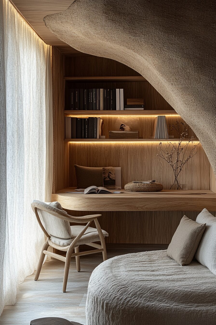29 Wabi Sabi Office Ideas for a Timeless and Thoughtful Workspace Design 9 wabi sabi office
