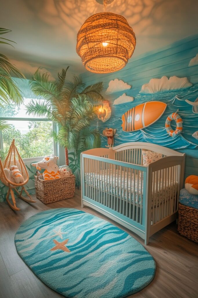 29 Ocean Nursery Ideas to Inspire Your Baby’s Love for the Ocean 10 Beach Wave Adventure Room