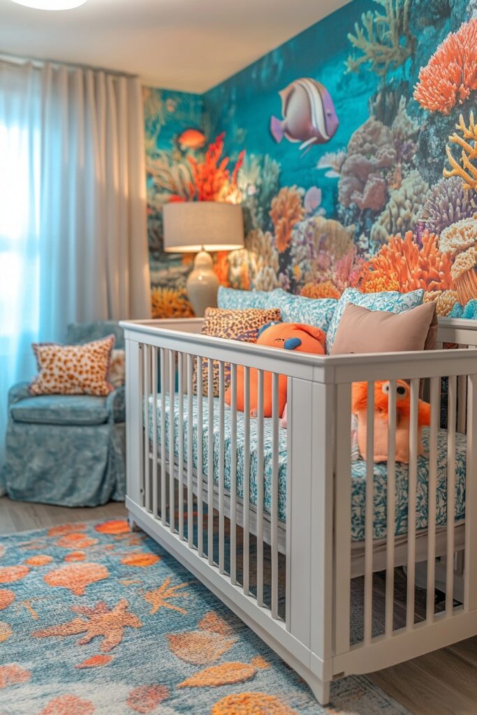 29 Ocean Nursery Ideas to Inspire Your Baby’s Love for the Ocean 3 Coral Kingdom Playroom