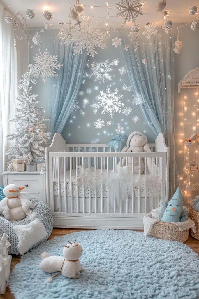 29 Disney Nursery Ideas to Celebrate Your Love of All Things Disney 7 Frozen Winter Wonderland