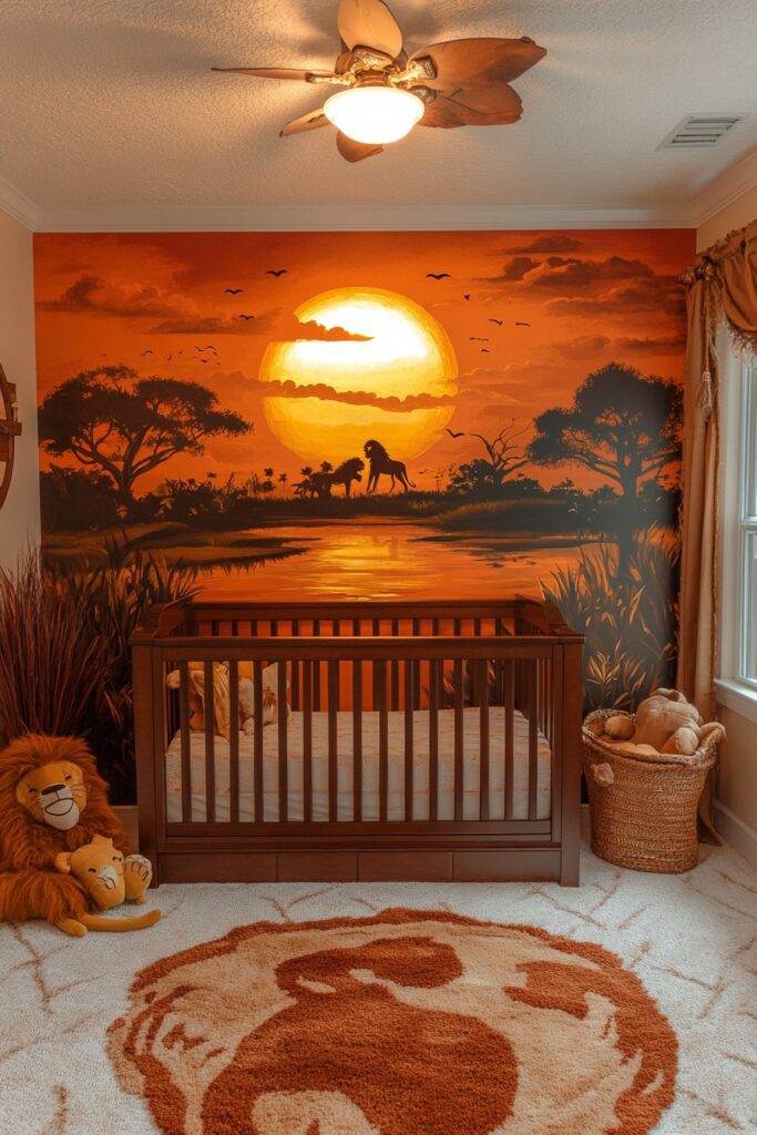 29 Disney Nursery Ideas to Celebrate Your Love of All Things Disney 6 Lion King’s Pride Lands