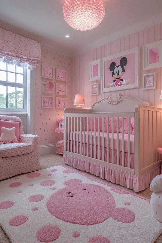 29 Disney Nursery Ideas to Celebrate Your Love of All Things Disney 27 Minnie’s Chic Retreat