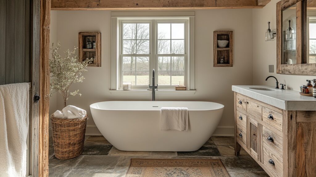 29 Farmhouse Style Bathroom Ideas for a Functional and Stylish Design 2 farmhouse style bathroom