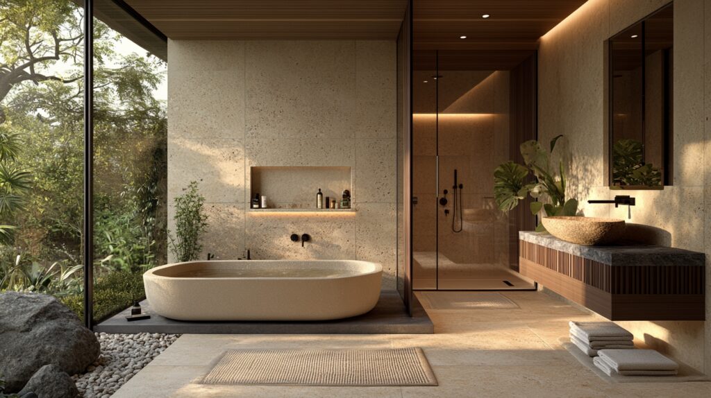 29 Wabi Sabi Bathroom Ideas for a Balanced and Harmonious Retreat 9 wabi sabi bathroom