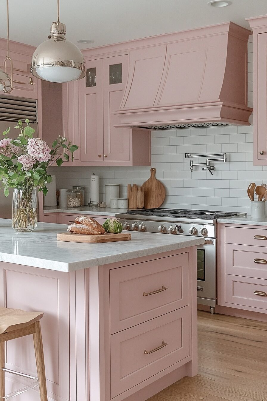 19 Pink Kitchen Cabinets for a Beautifully Unique and Cozy Kitchen Design 1 pink kitchen cabinets